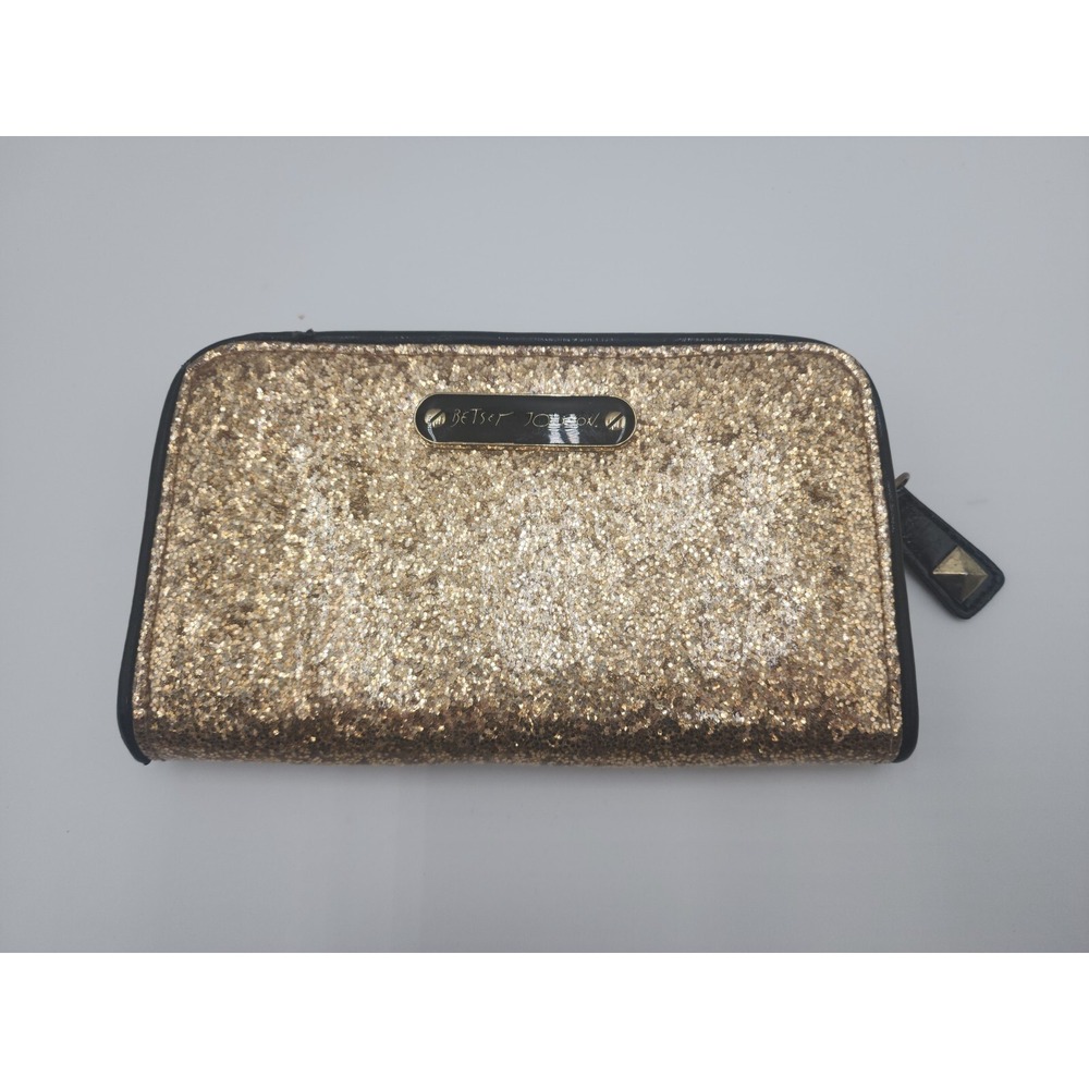 BETSEY JOHNSON GOLD GLITTER SPARKLE WALLET ZIP UP